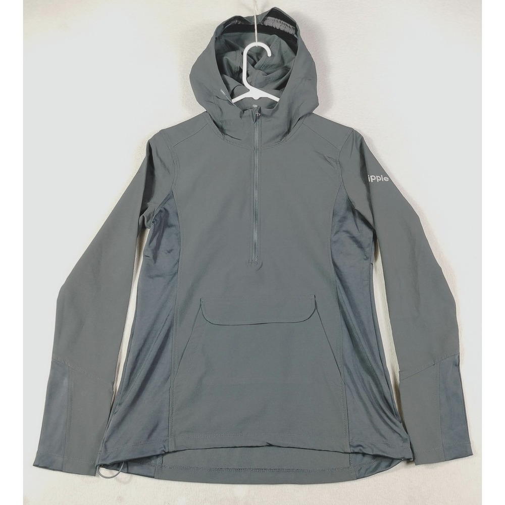 Fossa Apparel Jacket Mens XS Gray Hooded 1/2 Zip Softshell Windbreaker Ripple